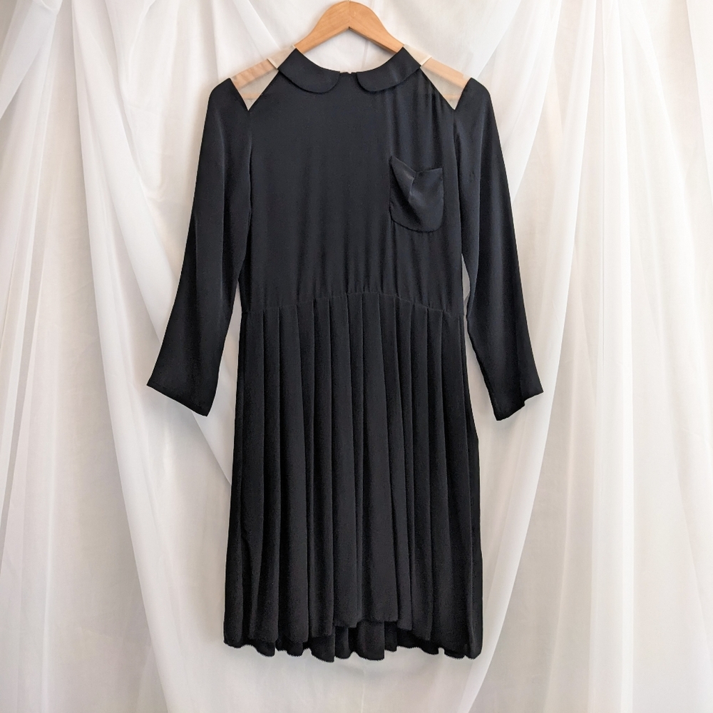 Black and white silk dress